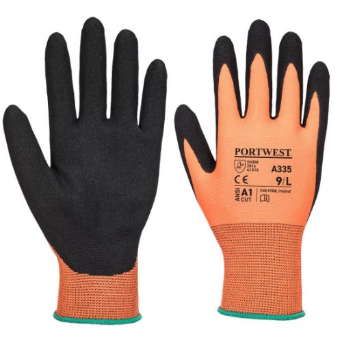 Portwest Dermi-Grip NPR15 Nitrile Sandy Glove Orange/Black Orange/Black